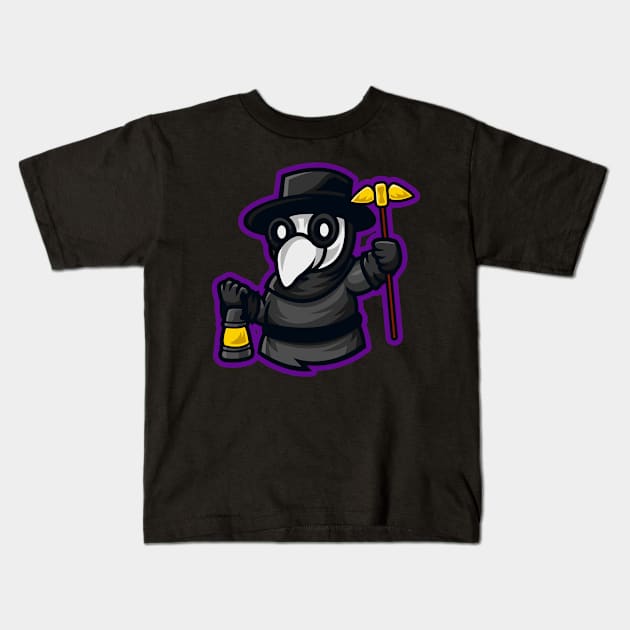 Plague Doctor Cartoon Kids T-Shirt by Irkhamsterstock